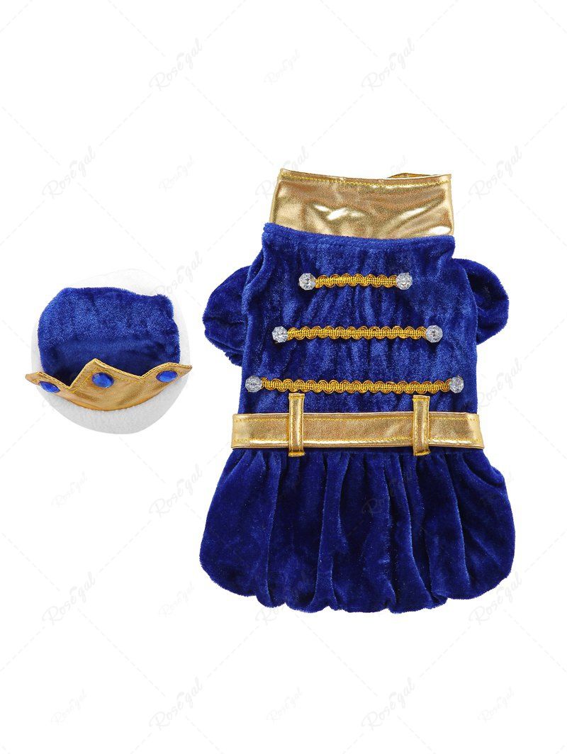 Pet's Prince Costume Velvet Coat With Crown Hat