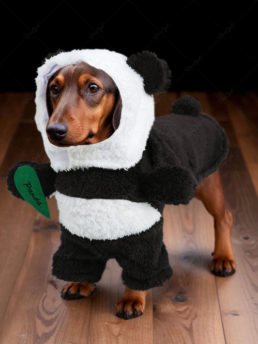 Pet's Two Tone Colorblock Panda Custome Coat With Hat