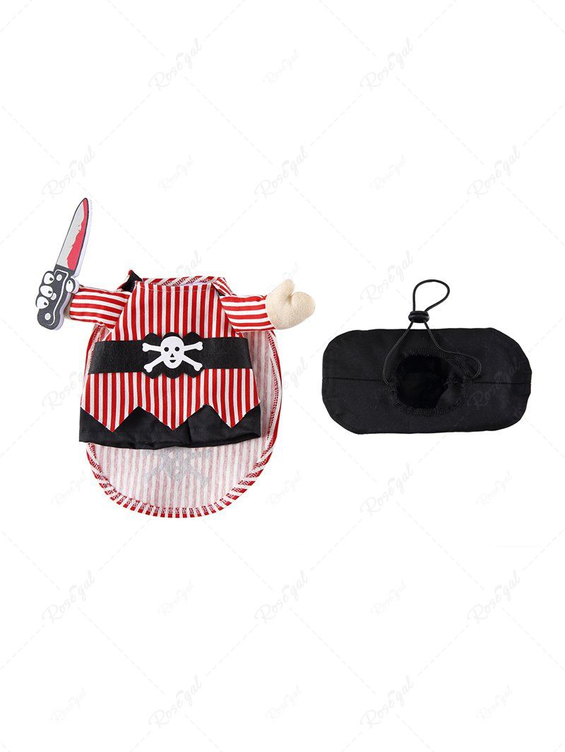 Pet's Skull Stripe Printed Pirate With Knife Cosplay Costume Coat With A Hat