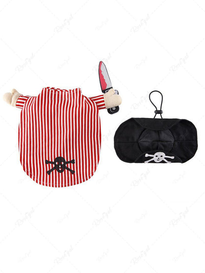 Pet's Skull Stripe Printed Pirate With Knife Cosplay Costume Coat With A Hat