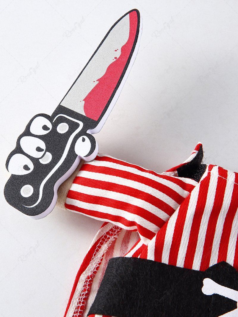 Pet's Skull Stripe Printed Pirate With Knife Cosplay Costume Coat With A Hat