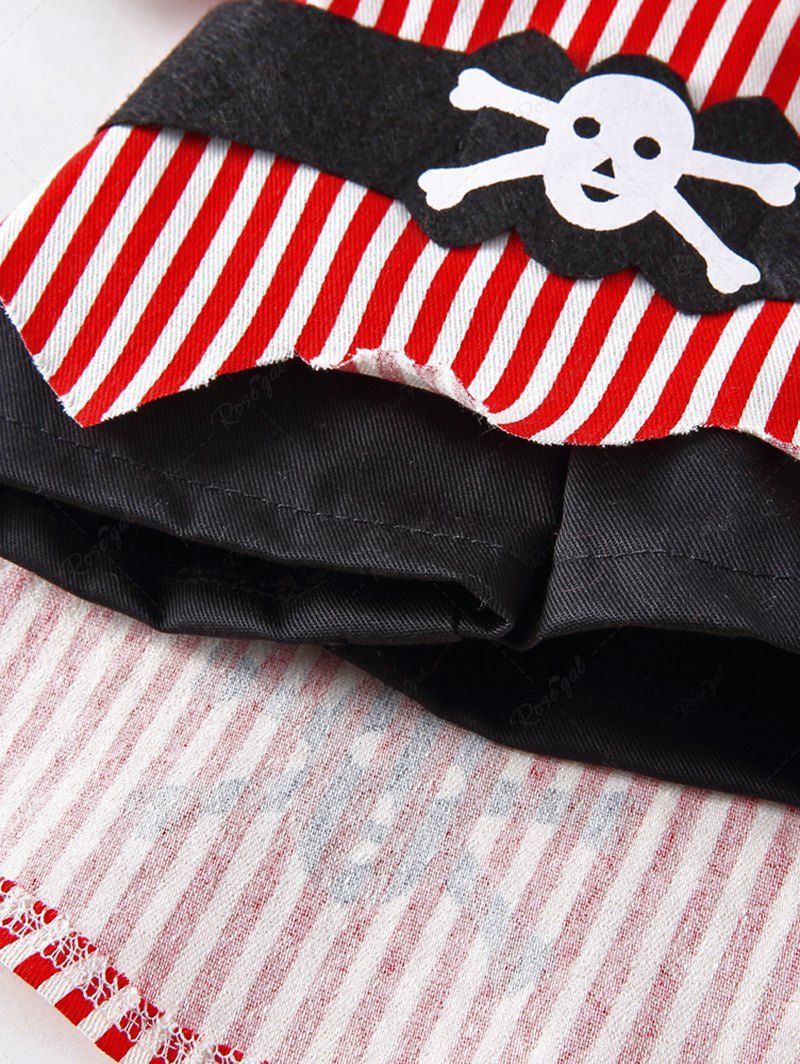 Pet's Skull Stripe Printed Pirate With Knife Cosplay Costume Coat With A Hat