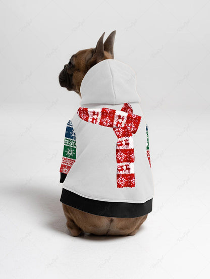 Pet's Christmas Snowflake Colorblock Scarf Printed Hoodie