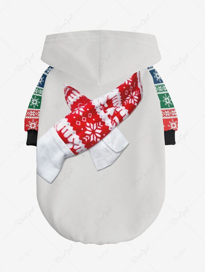 Pet's Christmas Snowflake Colorblock Scarf Printed Hoodie