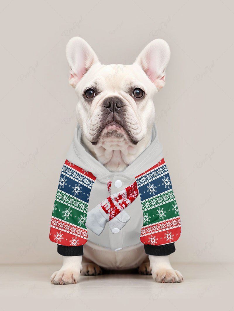 Pet's Christmas Snowflake Colorblock Scarf Printed Hoodie