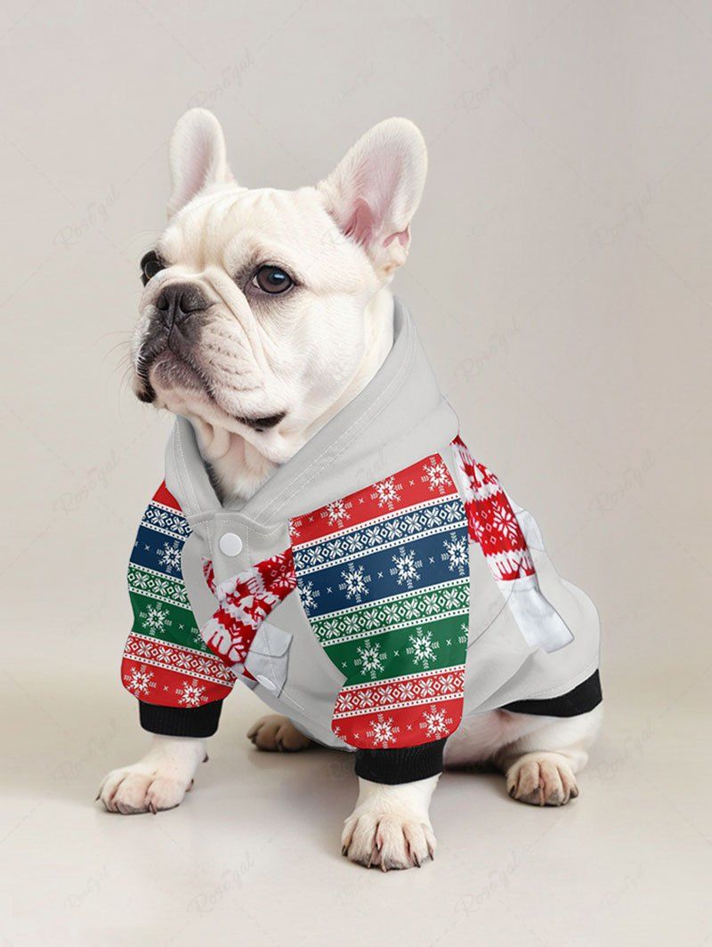 Pet's Christmas Snowflake Colorblock Scarf Printed Hoodie