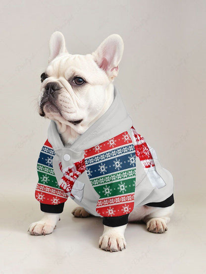 Christmas Snowflake Colorblock Scarf Printed Hoodies Dog and Owner Matching Outfits