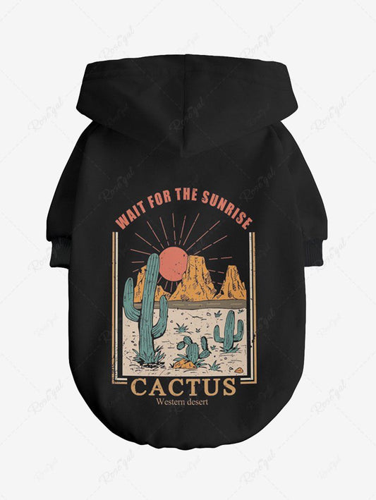 Pet's Sunrise Mountain Cactus Letters Printed Hoodie