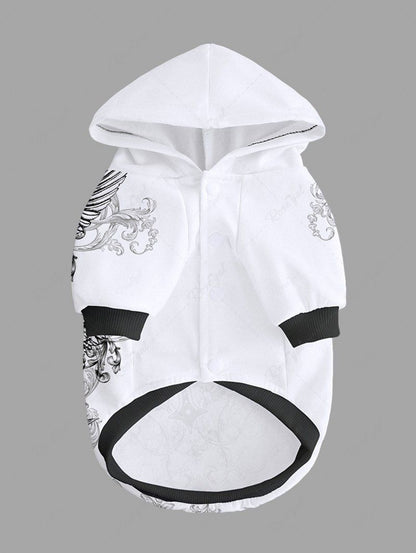 Pet's Cross Floral Pattern Printed Button Hoodie