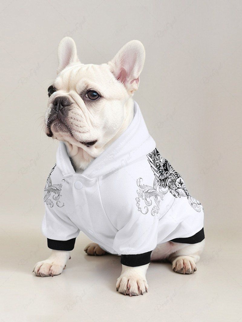 Pet's Cross Floral Pattern Printed Button Hoodie