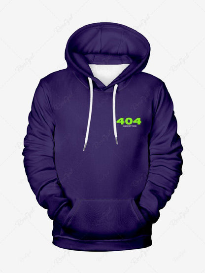 Plus Size Number Letters Printed Drawstring Pocket Hoodie