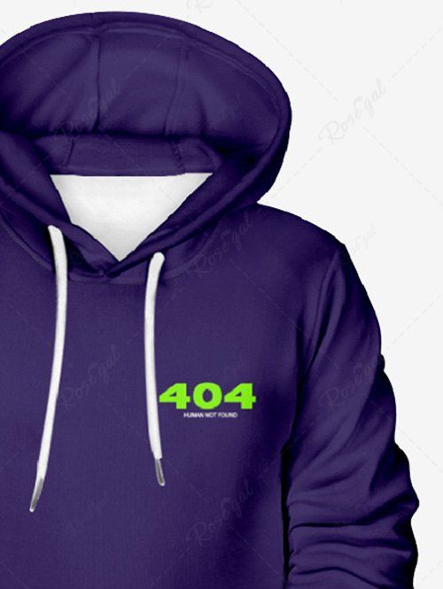 Plus Size Number Letters Printed Drawstring Pocket Hoodie