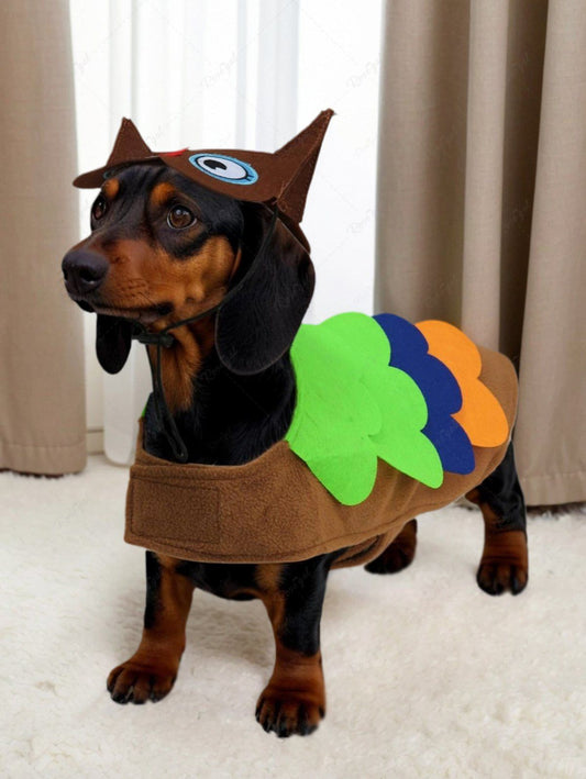 Pet's Colorful Feather Cloak Cape Costumes With Owl Hat