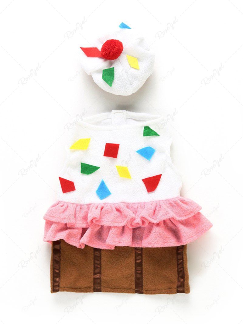 Pet's Colorful Cake Ruffles Costume Cosplay Dress With Hat