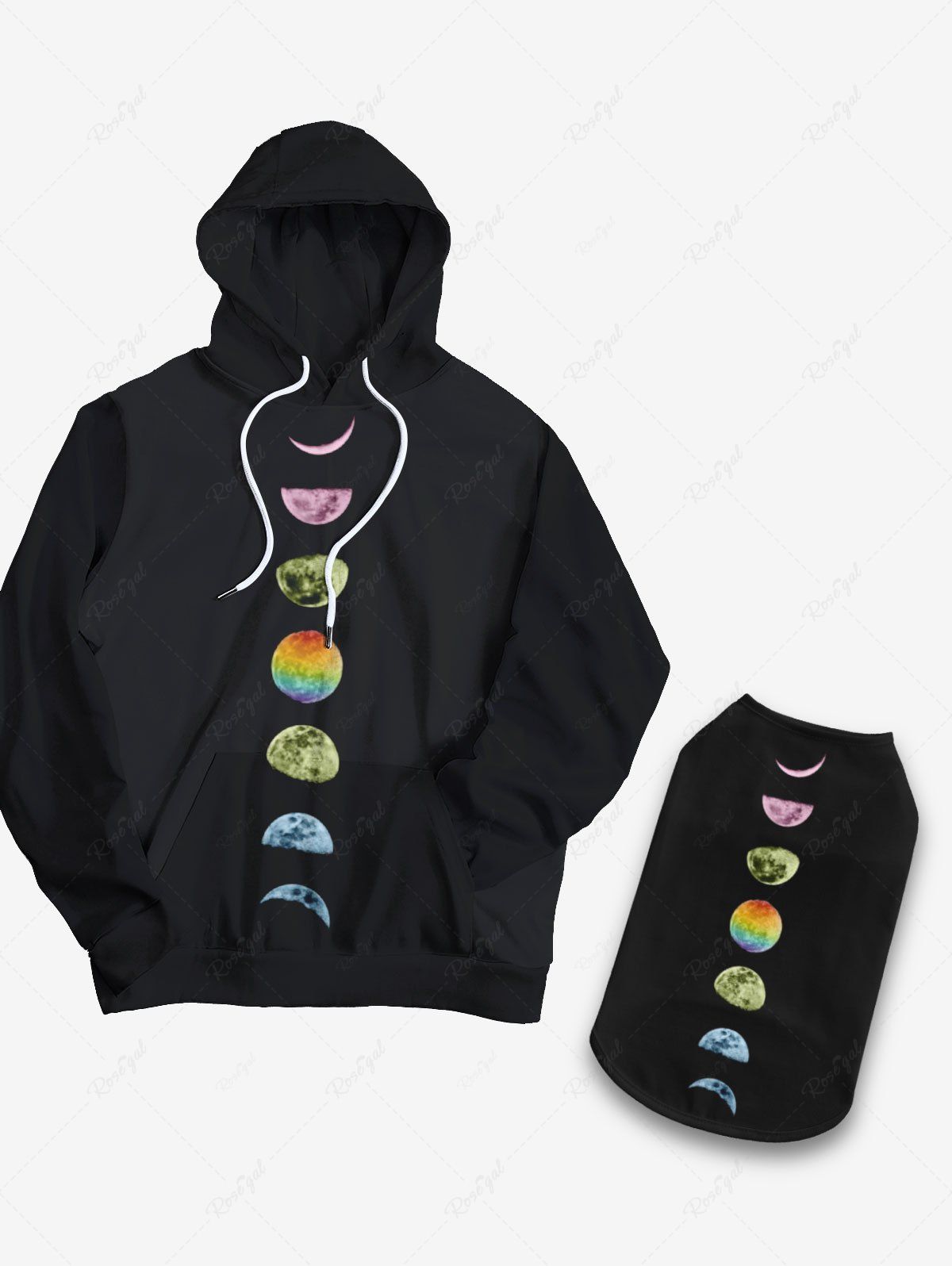 Ombre Moon Planet Print Hoodie Vest Dog And Owner Matching Outfits