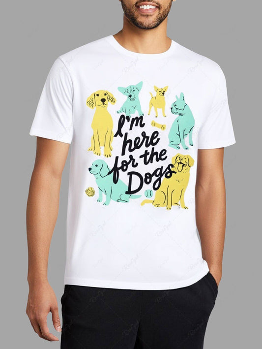 Plus Size Dogs Letters Printed T-shirt For Men