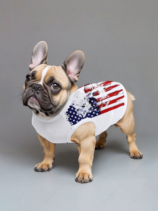 Pet's Patriotic American Flag Skull Printed Tank Top