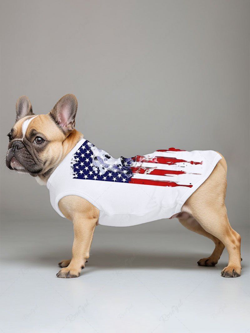 Patriotic American Flag Skull Printed T-shirt and Tank Top Dog and Owner Matching Outfits