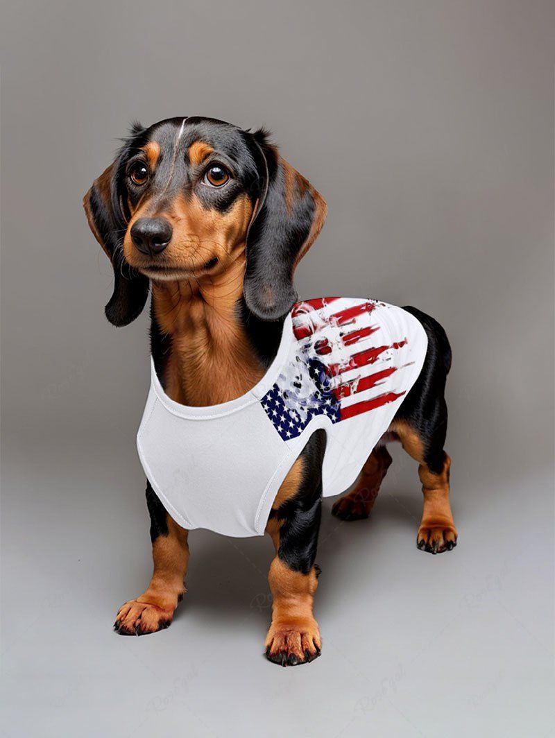 Patriotic American Flag Skull Printed T-shirt and Tank Top Dog and Owner Matching Outfits