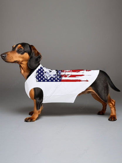 Patriotic American Flag Skull Printed T-shirt and Tank Top Dog and Owner Matching Outfits