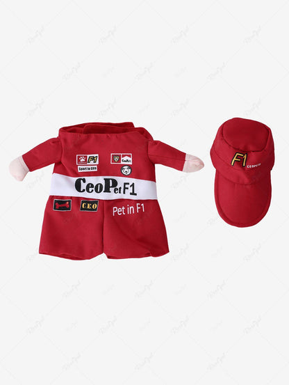 Pet's Letters Printed Racer Cosplay Costume with Hat