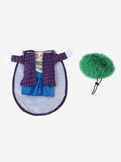 Pet's Ombre Plaid Letters Necklace Printed Fashion Costume Coat with Toggle Drawstring Fleece Hat