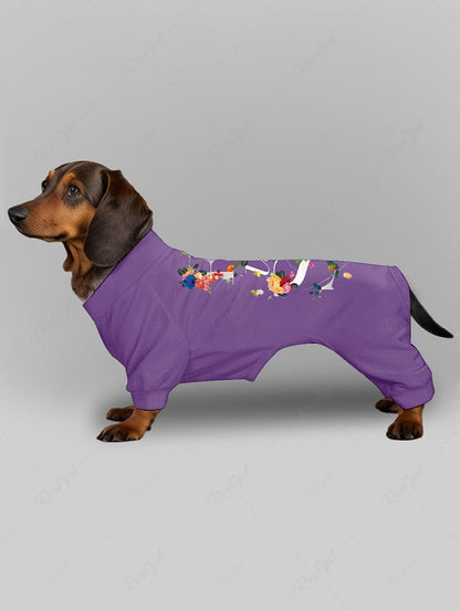 Floral Leaves Butterfly Letters Print Hoodie Pajama Dog And Owner Matching Outfits