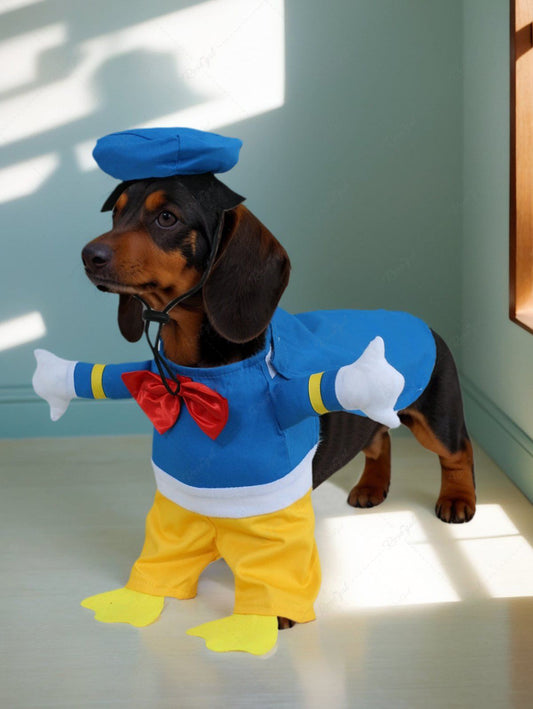 Pet's Bowknot Tied Duck Cosplay Costume with Toggle Drawstring Hat