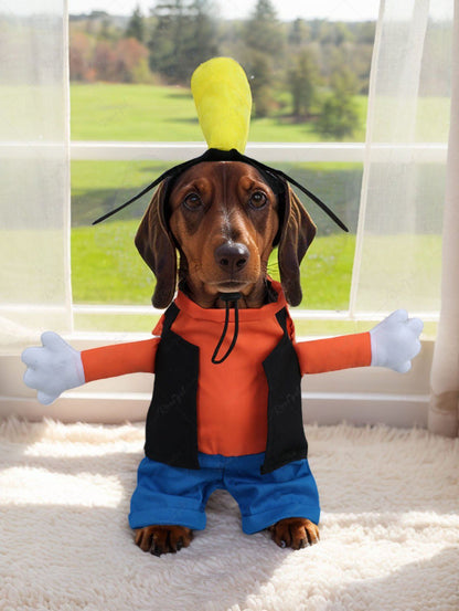 Pet's Colorblock Patchwork Dog Cosplay Costume Jacket with Toggle Drawstring Hat