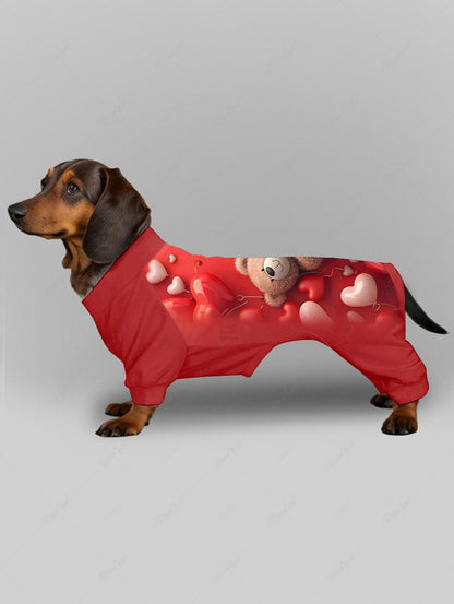 Valentine's Day Heart Balloon Bear Printed Pajama and Sweatshirt Dog and Owner Matching Outfits