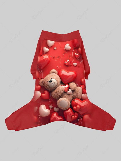 Pet's Valentine's Day Heart Balloon Bear Printed Pajama