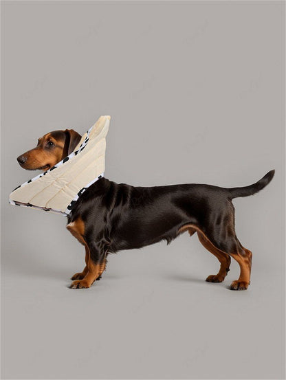 Pet's Cow Printed Horns Ears Shaped Recovery Elizabethan Collar