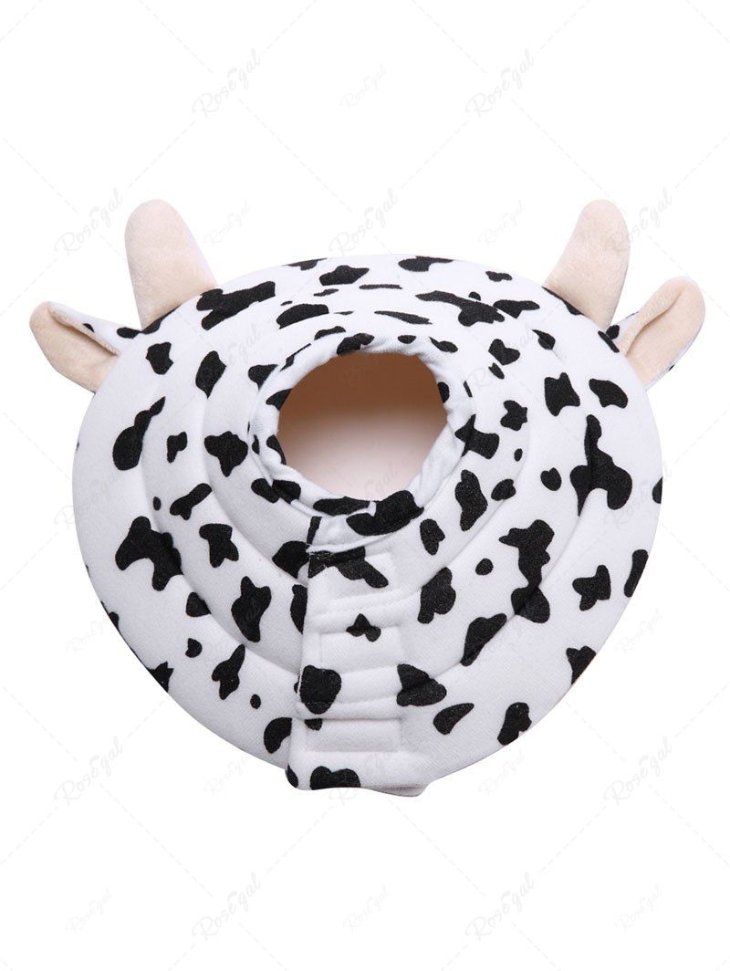 Pet's Cow Printed Horns Ears Shaped Recovery Elizabethan Collar