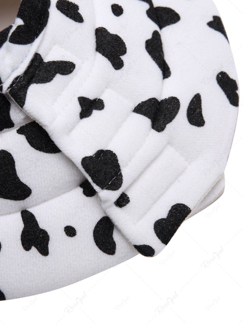 Pet's Cow Printed Horns Ears Shaped Recovery Elizabethan Collar