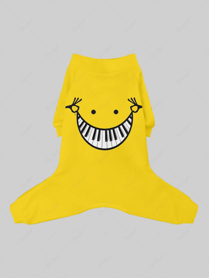 Pet's Piano Smile Face Printed Music Button Pajama