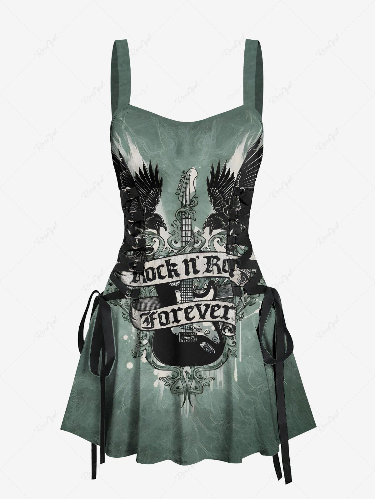 Music Festival Eagle Guitar Letters Printed Pajama and Tank Dress Dog and Owner Matching Outfits