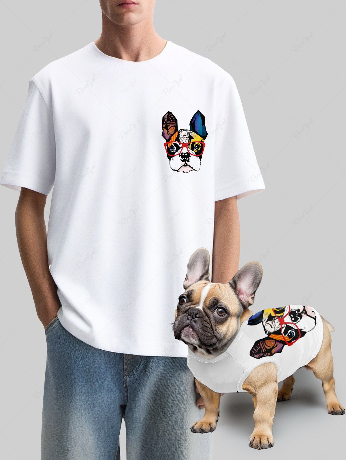 Colorful Animal Print T-shirt Vest Dog And Owner Matching Outfits