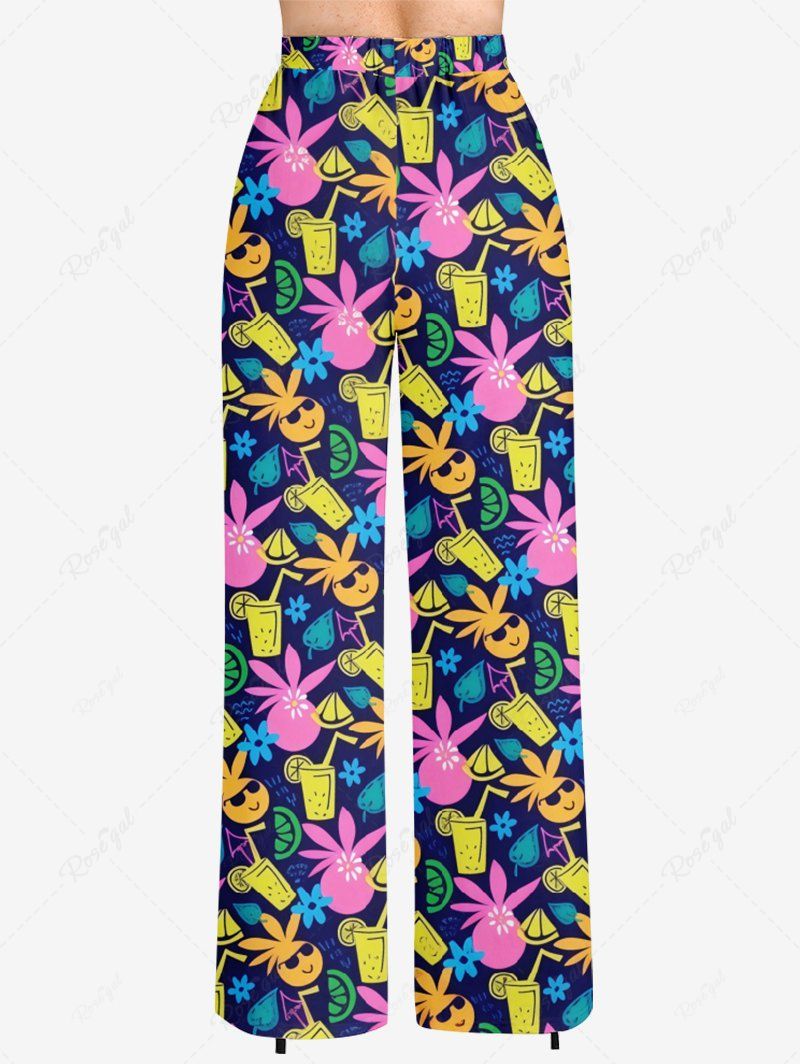 Hawaii Colorful Lemon Juice Cartoon Coconut Print Pants Shirt Dog And Owner Matching Outfits