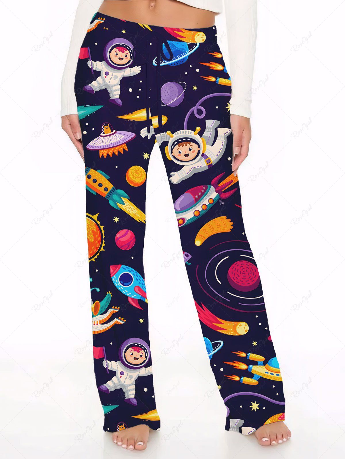 Galaxy Planet Astronaut Spacecraft Printed Tank Top and Wide Leg Pants Dog and Owner Matching Outfits