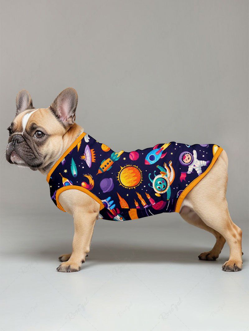 Galaxy Planet Astronaut Spacecraft Printed Tank Top and Wide Leg Pants Dog and Owner Matching Outfits