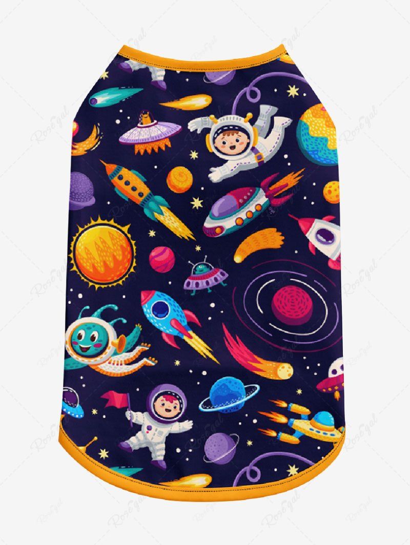 Galaxy Planet Astronaut Spacecraft Printed Tank Top and Wide Leg Pants Dog and Owner Matching Outfits