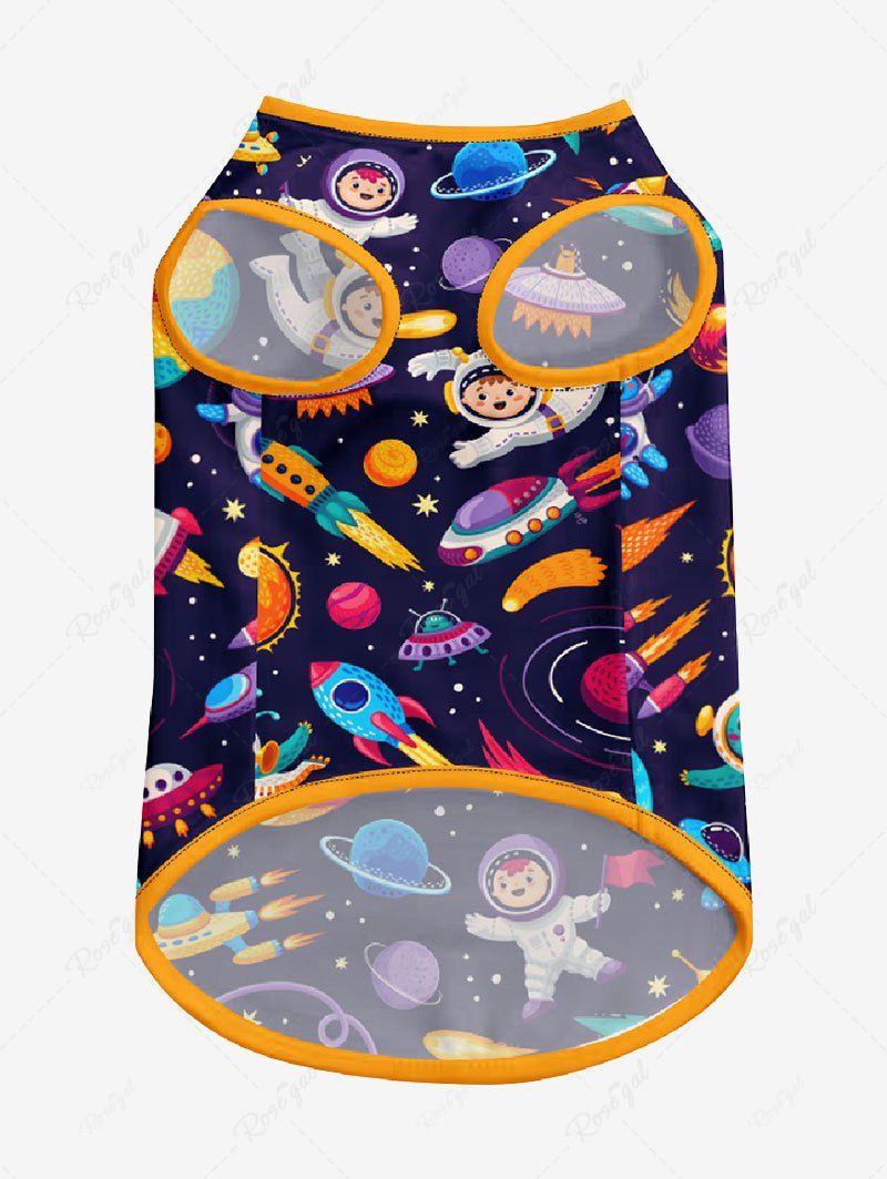 Galaxy Planet Astronaut Spacecraft Printed Tank Top and Wide Leg Pants Dog and Owner Matching Outfits