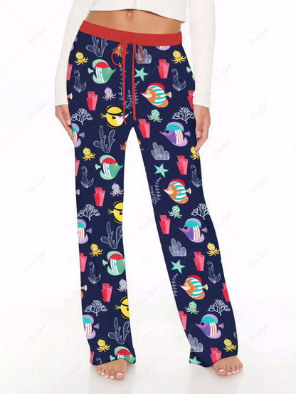 Colorful Octopus Fish Coral Stars Print Hawaii Sea Creatures Vest Pants Dog And Owner Matching Outfits