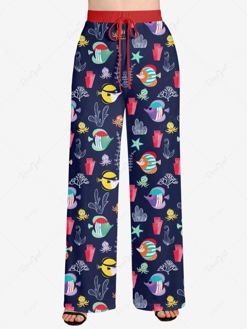 Colorful Octopus Fish Coral Stars Print Hawaii Sea Creatures Vest Pants Dog And Owner Matching Outfits