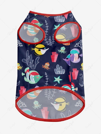 Pet's Colorful Octopus Fish Coral Stars Printed Hawaii Sea Creatures Vest