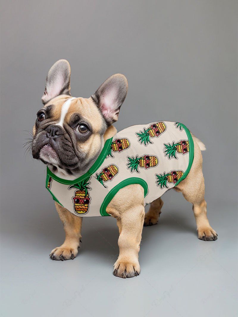 Pet's Cartoon Pineapple Printed Hawaii Contrast Piping Vest