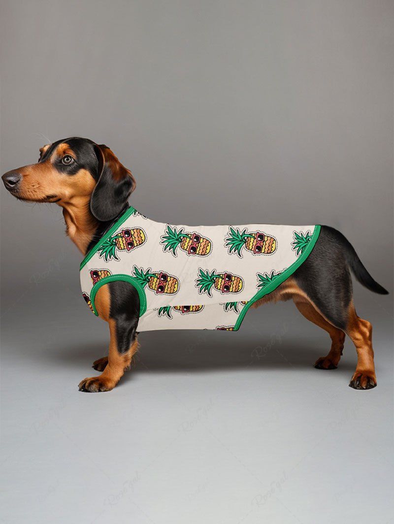 Pet's Cartoon Pineapple Printed Hawaii Contrast Piping Vest