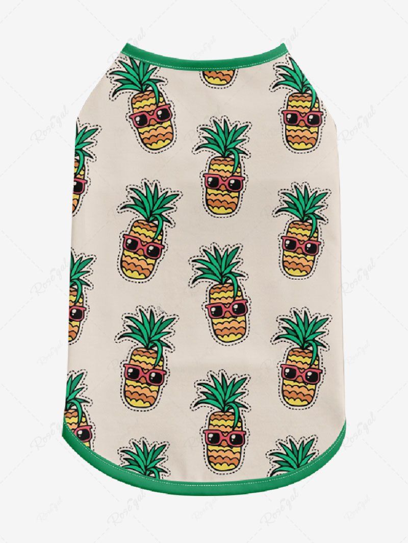 Pet's Cartoon Pineapple Printed Hawaii Contrast Piping Vest