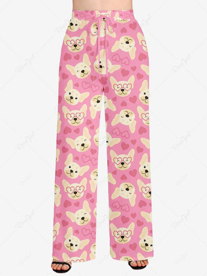 Cute Animal Heart Print Valentines Pants Pajama Dog And Owner Matching Outfits