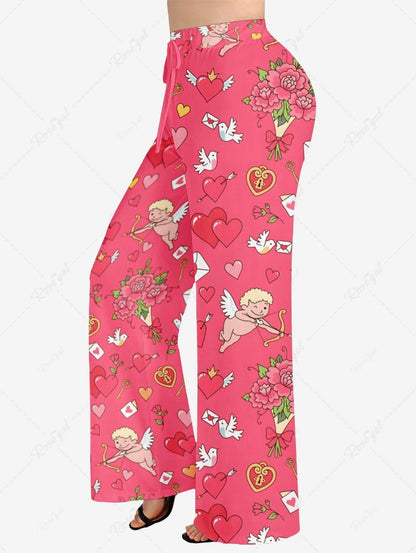 Heart Cupid Angel Flower Bowknot Print Pajama and Wide Leg Pants Dog and Owner Matching Outfits